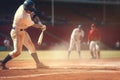 man sport bat ball player playing field athlete baseball team background game. Generative AI. Royalty Free Stock Photo