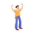 Man Sport Fan Character with Raised Hands Supporting Team Cheering at Stadium Vector Illustration Royalty Free Stock Photo