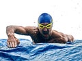 Man sport swimmer swimming isolated white background