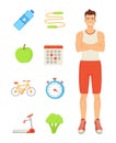 Man Sportive Person Icons Vector Illustration