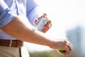 Man Spraying Anti Insect Deet Spray On His Arm Royalty Free Stock Photo