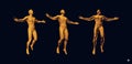 Man spread his arms in different directions. Men enjoying the freedom. Men floating and hovering in the air. 3D vector Royalty Free Stock Photo