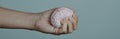 man squeezing a brain, banner format Royalty Free Stock Photo
