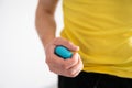 Man Squeezing Hand Grip Strengthener Royalty Free Stock Photo