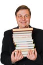 Man with stack of books Royalty Free Stock Photo