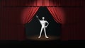 Man with stage curtain on stage Royalty Free Stock Photo