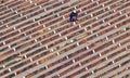 man on stairs of entrance of Jama Masjid Mosque, old Delhi, India. Royalty Free Stock Photo