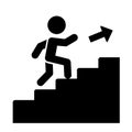 Man on Stairs Going Up Icon. Vector Royalty Free Stock Photo