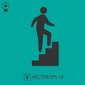 Man on stairs going up vector icon eps 10. Promotion symbol Royalty Free Stock Photo