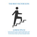 Man on stairs going up vector icon eps 10. Promotion symbol. Simple isolated illustration Royalty Free Stock Photo