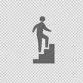 Man on stairs going up vector icon eps 10. Promotion symbol. Simple isolated illustration Royalty Free Stock Photo