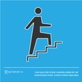 Man on stairs going up vector icon eps 10. Promotion symbol. Simple isolated illustration Royalty Free Stock Photo