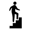 Man on stairs going up vector icon eps 10. Promotion symbol. Simple isolated illustration Royalty Free Stock Photo