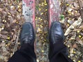 A man stand on the area in park