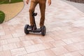 man stand near segway hoverboard Royalty Free Stock Photo