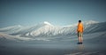 Man standing admiring mountain landscape