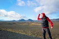 Man standing on the background of the mountains in Iceland Royalty Free Stock Photo