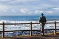 Man Standing Beach Ocean Royalty Free Stock Photo