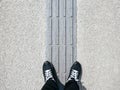 Man standing on Blind Pathway Disabled Handicap walkway