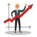 Man standing at a business graph, arrow pointing up Royalty Free Stock Photo