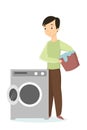 Man folding washing machine. Royalty Free Stock Photo