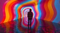 Man Standing in Front of Colorful Tunnel