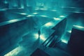 A man standing in a dark and mysterious maze, lit only by a single light source Royalty Free Stock Photo