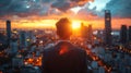 Man Standing on Top of Tall Building Royalty Free Stock Photo