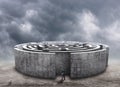 Man standing in front of the circular labyrinth Royalty Free Stock Photo