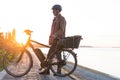 man standing in front of electric bicycle Royalty Free Stock Photo