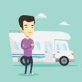 Man standing in front of motor home.