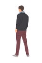 Man standing full length rear view vector isolated Royalty Free Stock Photo