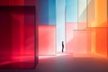 Man over gradient background anticipation and potential emotion. Generative AI