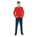 Man standing with hands in pockets, flat design