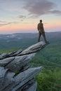 Man Standing High Rough Ridge Rock North Carolina