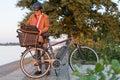 man standing next to electric bicycle Royalty Free Stock Photo