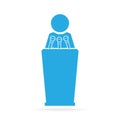 Man standing with podium and microphones icon