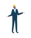 Worker with Raising Hands, Employee Man Vector