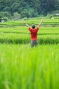 Man standing into rice field