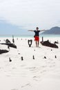 Man standing at Shipwreck Kakapo Royalty Free Stock Photo