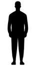 Man standing silhouette - black simple, isolated - vector