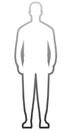 Man standing silhouette - gray gradient outline, isolated - vector