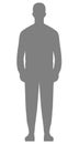 Man standing silhouette - gray simple, isolated - vector