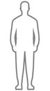 Man standing silhouette - gray simple outline, isolated - vector