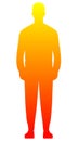 Man standing silhouette - yellow orange red gradient, isolated - vector