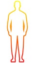 Man standing silhouette - yellow orange red gradient outline, isolated - vector