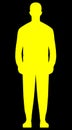 Man standing silhouette - yellow simple, isolated - vector