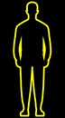 Man standing silhouette - yellow simple outline, isolated - vector