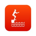 Man standing on springboard icon digital red