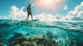 Man Standing on Surfboard in Ocean